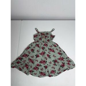 Girl's Emma & Elsa Green Red Faux Button Cotton Layer Dress Size 5
